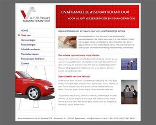 screenshot Vervaart Assurantiekantoor website